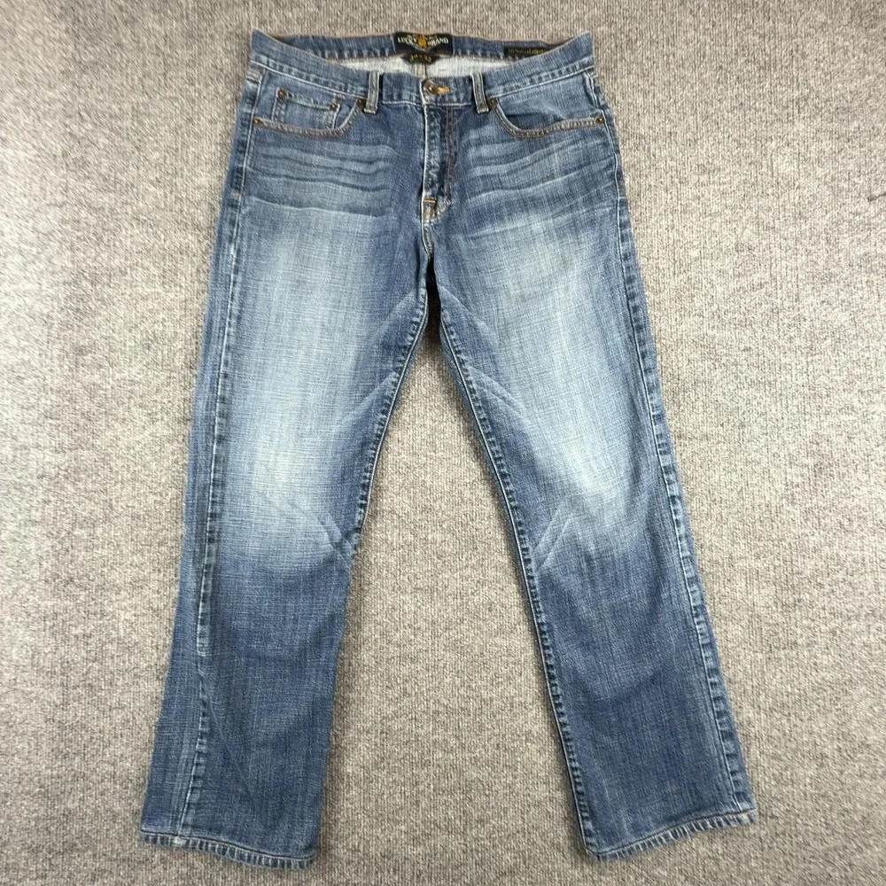 Lucky Brand 221 Original Straight Jeans Mens 34x30 Blue Medium Stretch Denim